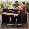 7-Piece Outdoor Rattan Bar Set with Glass Top Table & 6 Bar Stools