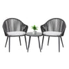 3-Piece Rope Outdoor Furniture Set with 2 Chairs & 1 Table