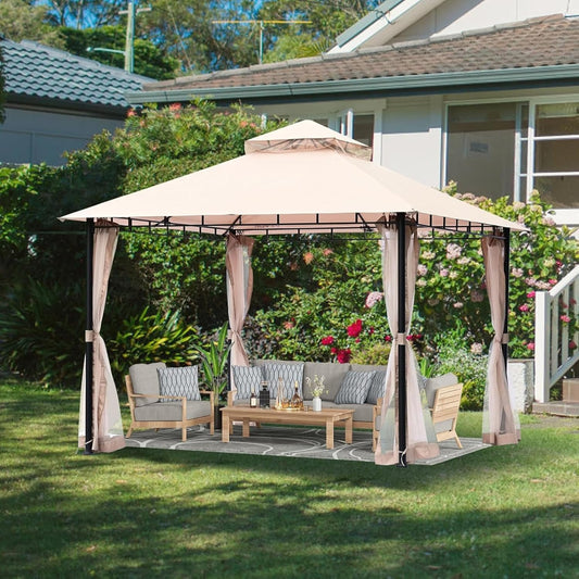Gazebo tent with Double Vented Roof 4 Sidewalls Curtains