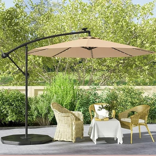 LED Side Pole Garden Umbrella Solar Powered LED Lights Night View