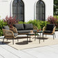 4-Seater Outdoor Rope Sofa Set with Glass Top Table