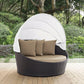 Outdoor Rattan Wicker Daybed with Retractable Canopy — Poolside Lounger