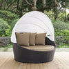 Outdoor Rattan Wicker Daybed with Retractable Canopy — Poolside Lounger