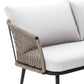 L-Shape 5 Seater Outdoor Rope Sofa Set with Glass Top Table