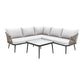 L-Shape 5 Seater Outdoor Rope Sofa Set with Glass Top Table