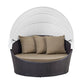 Outdoor Rattan Wicker Daybed with Retractable Canopy — Poolside Lounger