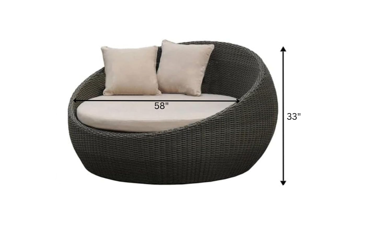 Outdoor Double Seater Rattan Canopy Daybed — 2-Person Garden Daybed