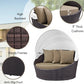 Outdoor Rattan Wicker Daybed with Retractable Canopy — Poolside Lounger