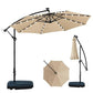 LED Side Pole Garden Umbrella with 40kg Granite Base Khaki