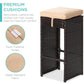 7-Piece Outdoor Rattan Bar Set with Glass Top Table & 6 Bar Stools