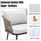 L-Shape 5 Seater Outdoor Rope Sofa Set with Glass Top Table