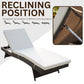 Outdoor Wicker Sun Lounger with Cushion & Side Table — Poolside Chaise Lounge Set of 2