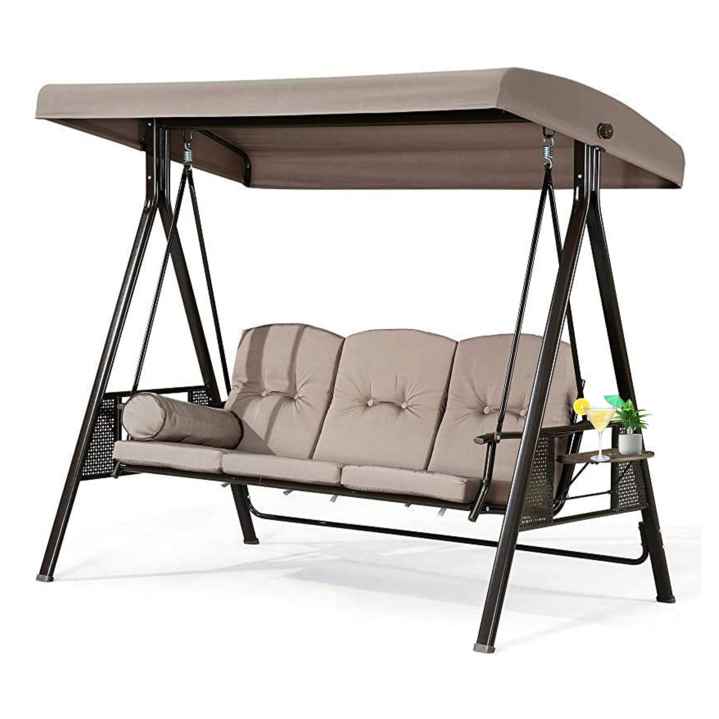 Luxury 3 Seater Garden Swing with Adjustable Canopy — 300kg Capacity