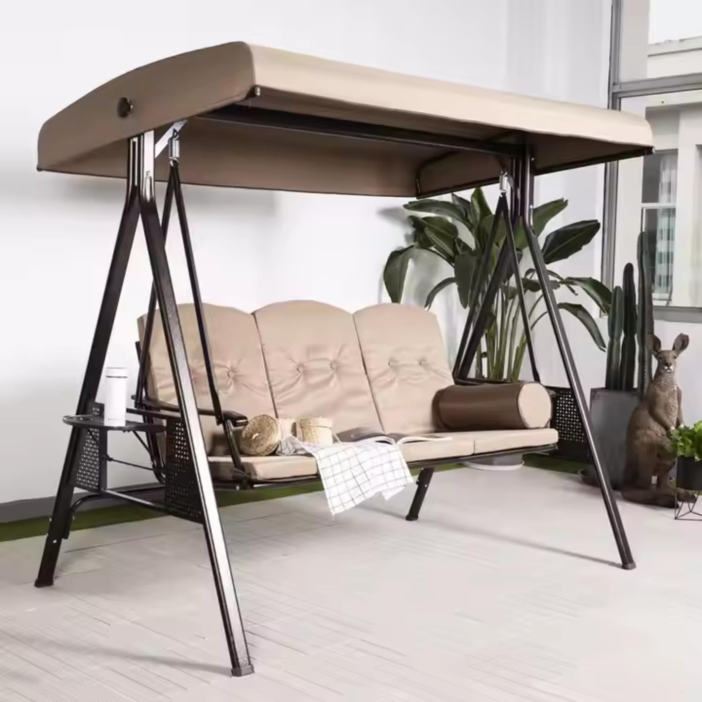Luxury 3 Seater Garden Swing with Adjustable Canopy — 300kg Capacity