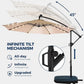 LED Garden Umbrella 40kg Granite Base Side View