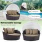 Outdoor Rattan Wicker Daybed with Retractable Canopy — Poolside Lounger