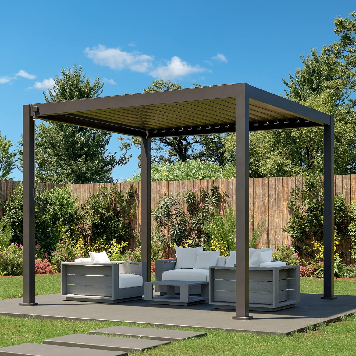 10x13ft Pergola Awning Aluminium Louvers Close Up