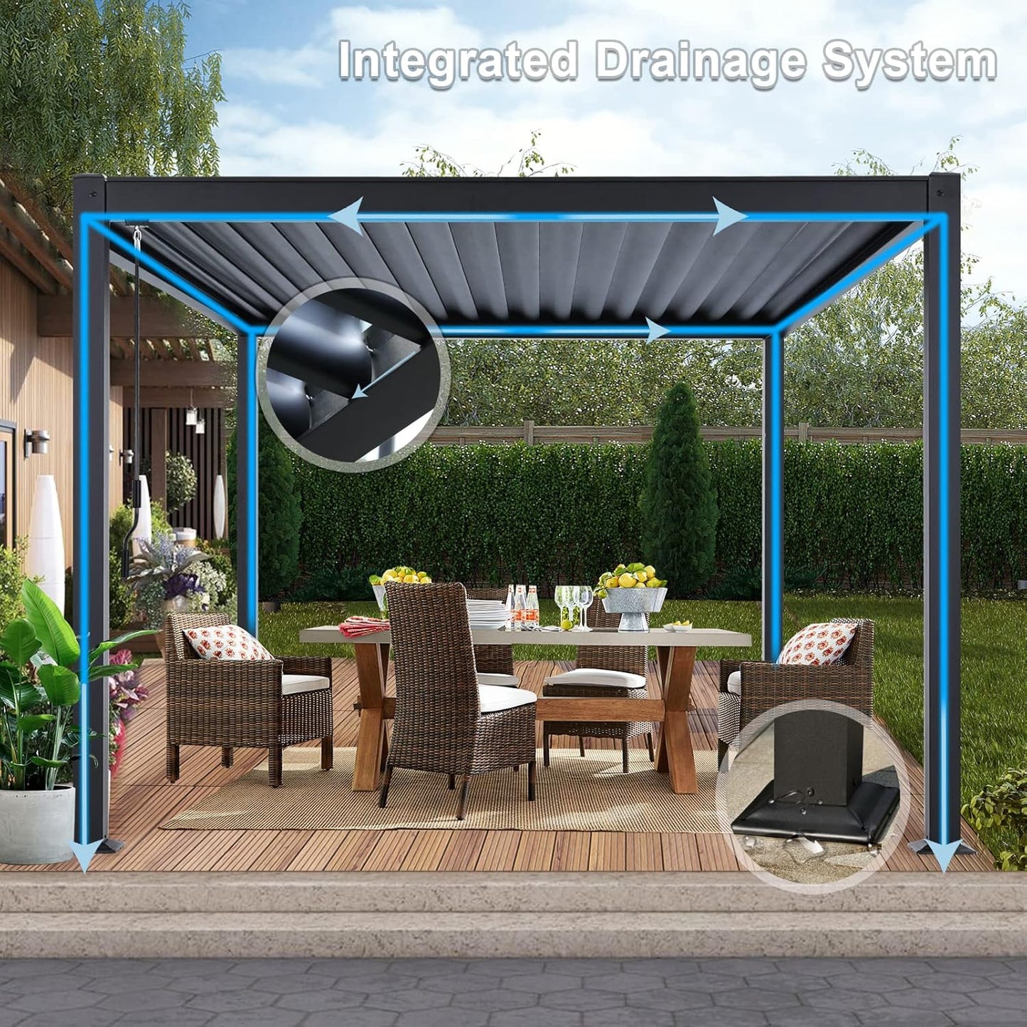 Pergola Awning Built-in Drainage System Detail