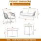 4-Seater Outdoor Rope Sofa Set with Glass Top Table